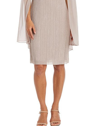 R & M Richards Women's Crinkled Metallic Cape Dress Brown Size 20W