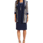 R & M Richards Women's 2 Pc Printed Jacket & Necklace Dress Set Blue Size 8Petite