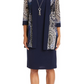 R & M Richards Women's 2 Pc Printed Jacket & Necklace Dress Set Blue Size 8Petite