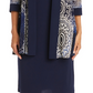 R & M Richards Women's 2 Pc Printed Jacket & Necklace Dress Set Blue Size 8Petite