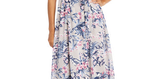 R & M Richards Women's Flutter Sleeve Faux Wrap Dress Brown Size 14Petite