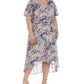 R & M Richards Women's Floral Print Flutter Sleeve Faux Wrap Dress Brown Size 20W