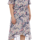 R & M Richards Women's Floral Print Flutter Sleeve Faux Wrap Dress Brown Size 20W