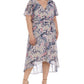 R & M Richards Women's Floral Print Flutter Sleeve Faux Wrap Dress Brown Size 20W