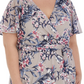 R & M Richards Women's Floral Print Flutter Sleeve Faux Wrap Dress Brown Size 20W