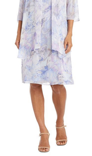 R & M Richards Women's Floral Print Jacket Dress Purple Size 16