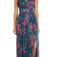 Nightway Women's V Neck Floral Print Gown Black Size 4 Petite