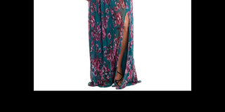 Nightway Women's V Neck Floral Print Gown Black Size 4 Petite