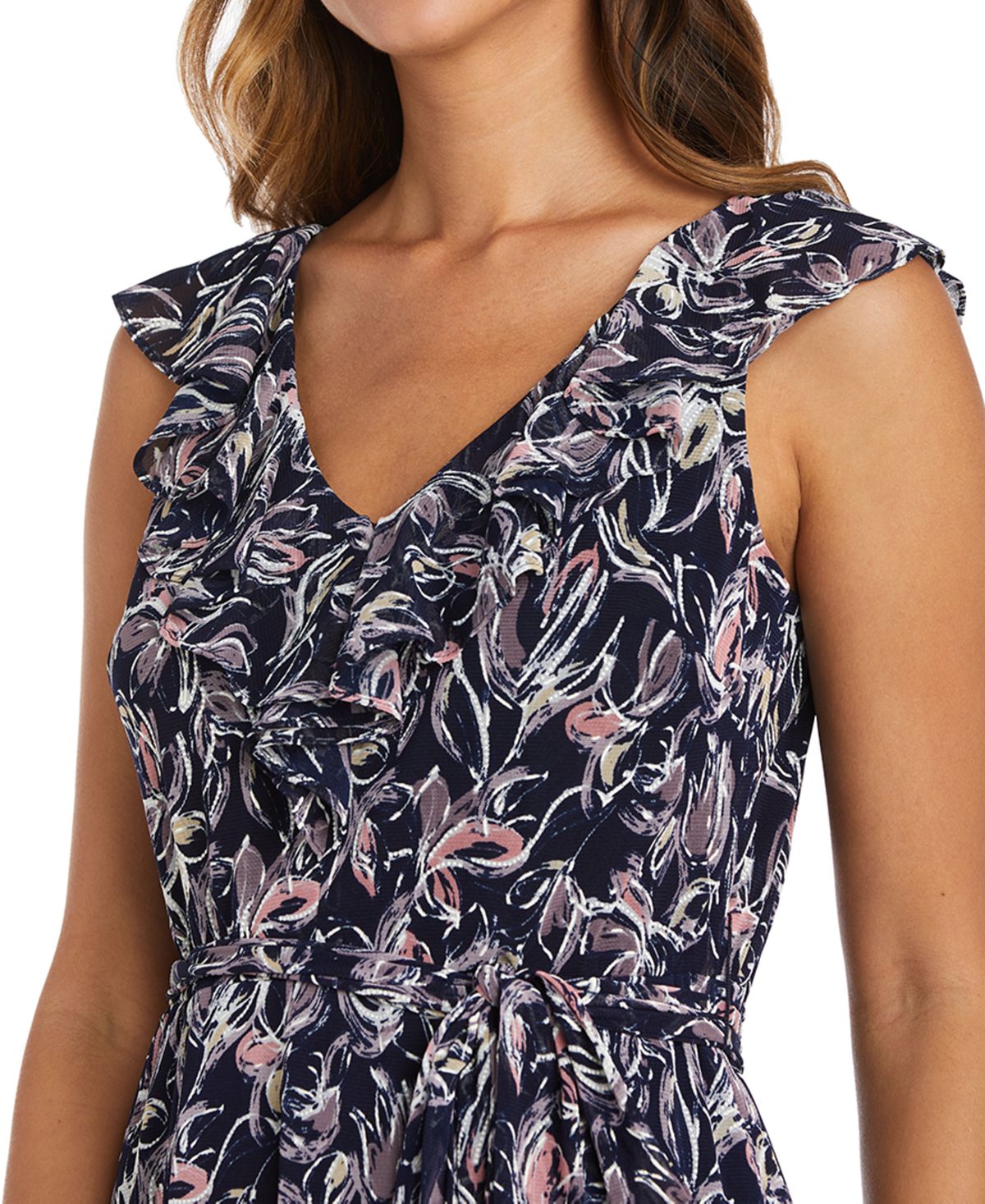 R & M Richards Women's Sleeveless Printed Dress Blue Size 10Petite