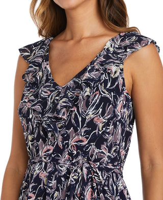 R & M Richards Women's Sleeveless Printed Dress Blue Size 10Petite