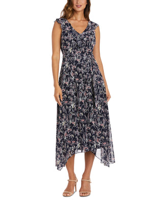 R & M Richards Women's Sleeveless Printed Dress Blue Size 10Petite