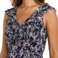 R & M Richards Women's Ruffled V Neck Dress Blue Size 8