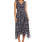 R & M Richards Women's Ruffled V Neck Dress Blue Size 8