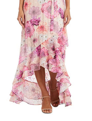 Nightway Women's High Low Ruffled Dress Pink Size 14