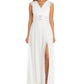 R & M Richards Women's Surplice Metallic Gown White Size 16W