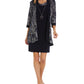 R & M Richards Women's Necklace Printed Jacket Dress Blue Size 14