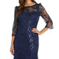 R & M Richards Women's Boat Neck Illusion Lace Dress Blue Size 14