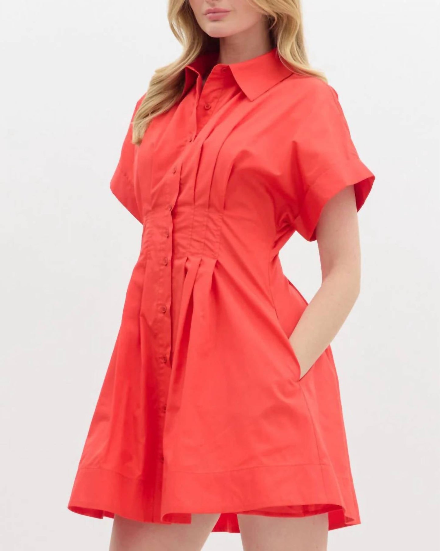 Entro - Button Front Pleated Dress