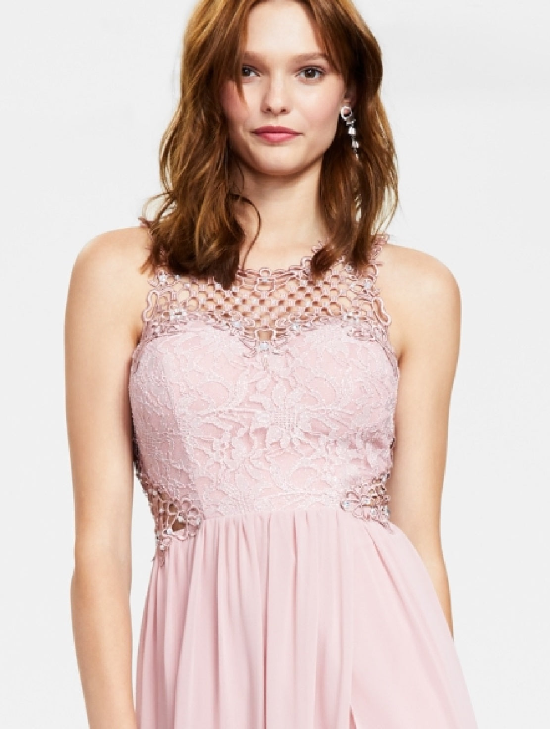 City Studios Junior's Embellished Illusion Tulip Gown Pink Size 9