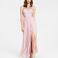 City Studios Junior's Embellished Illusion Tulip Gown Pink Size 9