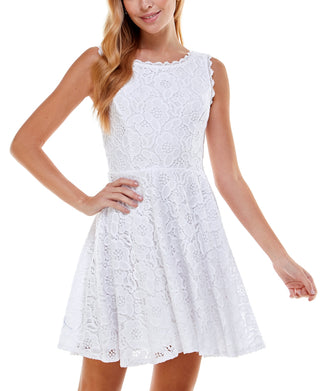 City Studios Junior's Lace Fit & Flare Dress White Size 13