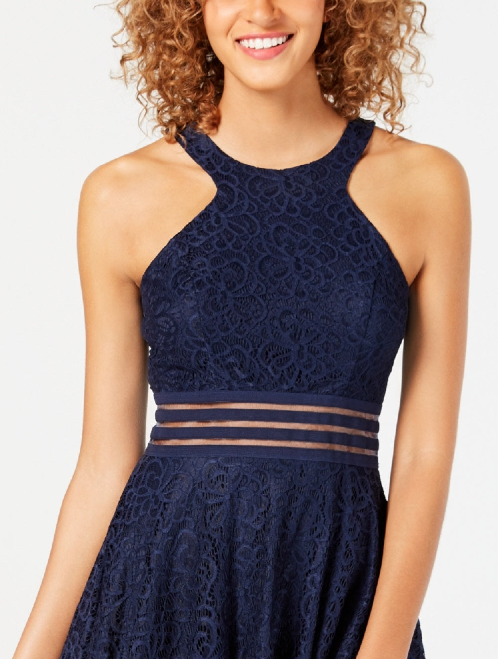 City Studios Junior's Lace Fit & Flare Dress Blue Size 13