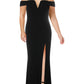 City Studios Women's Off The Shoulder Slit Gown Black Size 20W