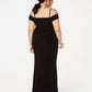 City Studios Women's Off The Shoulder Slit Gown Black Size 20W