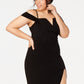 City Studios Women's Off The Shoulder Slit Gown Black Size 22W
