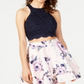 City Studios Junior's 2 Pc Glitter Lace & Floral Print Dress White Size 15