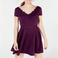 City Studios Women's Short Sleeve V Neck Above The Knee Fit Flare Dress Purple Size 7
