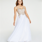 Say Yes To The Prom Women's Embellished Sheer Spaghetti Strap Sweetheart Neckline Full Length Formal Dress White Size 13