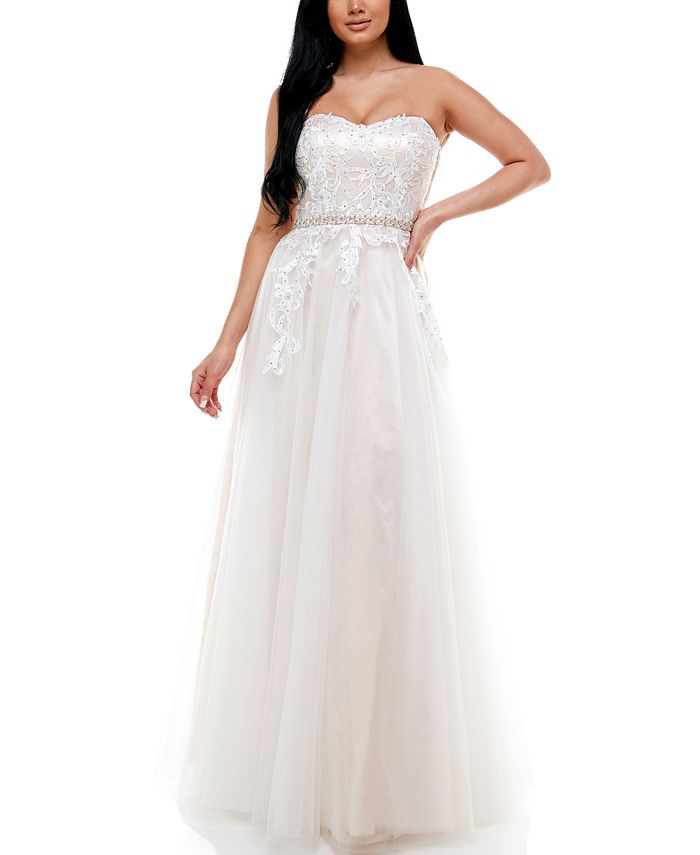 Say Yes To The Prom Junior's Embellished Embroider White Size 7
