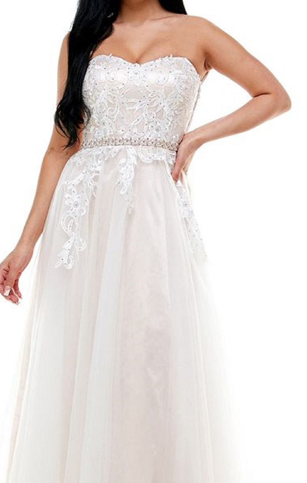 Say Yes To The Prom Junior's Embellished Embroider White Size 7