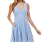 City Studios Junior's Bow Back Dotted Dress Blue Size 3