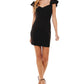 City Studios Women's Knit Ruffle Sleeves Bodycon Dress Black Size 15