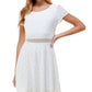 City Studios Junior's Short Sleeve Eyelet Fit & Flare Dress White Size 1