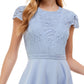 City Studios Women's Cotton Blend Lace Zippered Cap Sleeve Crew Neck Short Fit Flare Dress Blue Size 9
