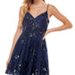 City Studios Junior's Sequined Fit & Flare Dress Blue Size 5