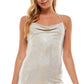 City Studios Junior's Disco Dot Cowlneck Slip Dress White Size Medium