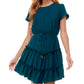 City Studios Junior's Ruffle Tier Fit & Flare Dress Green Size X-Large