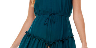 City Studios Junior's Ruffle Tier Fit & Flare Dress Green Size X-Large