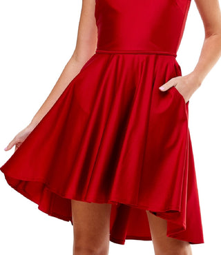 City Studios Junior's One Shoulder Fit & Flare Dress Red Size 5