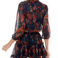 City Studios Junior's Floral Print Shirtdress Blue Size Large