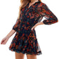 City Studios Junior's Floral Print Shirtdress Blue Size Large