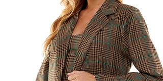 City Studios Junior's Printed Dress with Blazer Brown Size 5