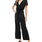 Kingston Grey Women's Belted Ruffled Jumpsuit Black Size Large