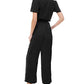 Kingston Grey Women's Belted Ruffled Jumpsuit Black Size Large