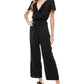 Kingston Grey Women's Belted Ruffled Jumpsuit Black Size Large