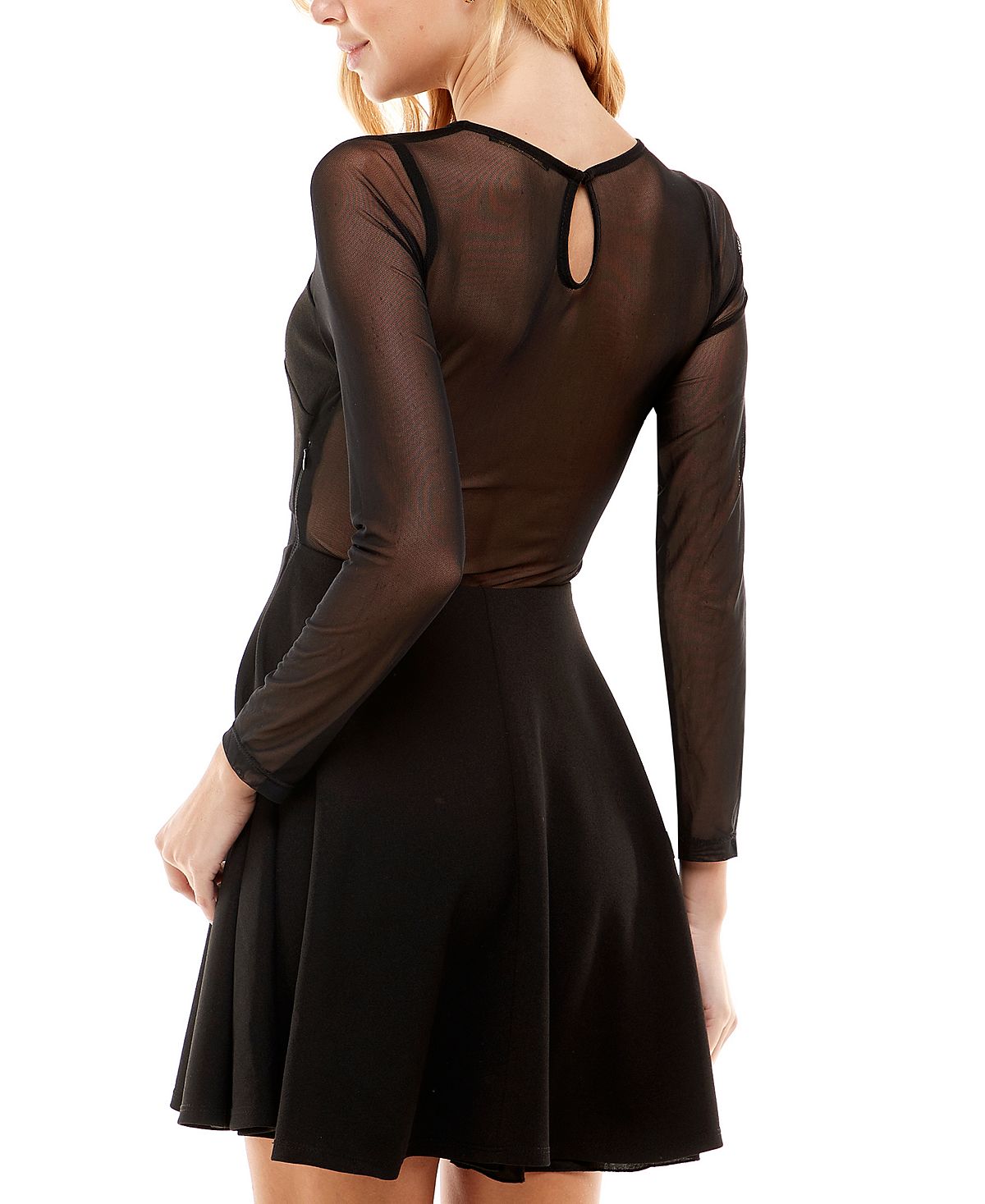 City Studios Junior's Illusion Trim Asymmetrical Dress Black Size 9